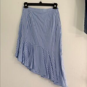 Gianni Bini Asymmetrical Blue and White Striped Skirt